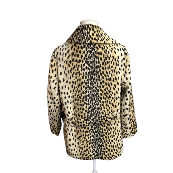 Vtg Halldon Ltd Leopard Cheetah Print Faux Fur Coat MCM Jacket Womens M? 60s - Picture 3 of 16